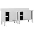 vidaXL Pracovné stoly s posuvnými dvierkami 2ks 200x50x(95-97)cm, oceľ
