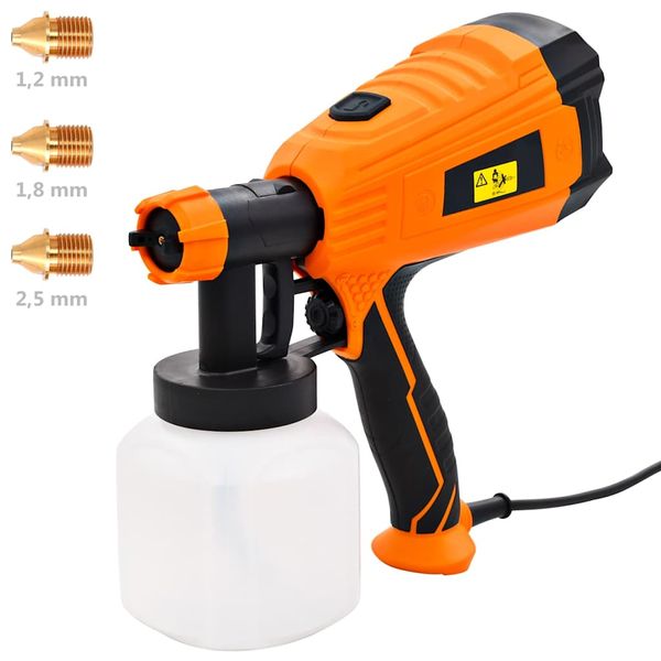 vidaXL Elektrická striekacia pištoľ s 3 veľkosťami trysiek 500 W 800 ml