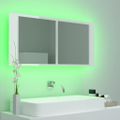 vidaXL LED kúpeľňová zrkadlová skrinka lesklá biela 100x12x45 cm akryl