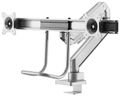 Neomounts Select  NM-D775DXSILVER / Flat Screen Desk mount (10-32") desk clamp/grommet / Silver Držák, VESA, stolní, pro 2 ploché monitory, úhloprícka 10"-32", náklon 20°, otácení 360°, rotace 360°, nosnost 16kg, stríbrný