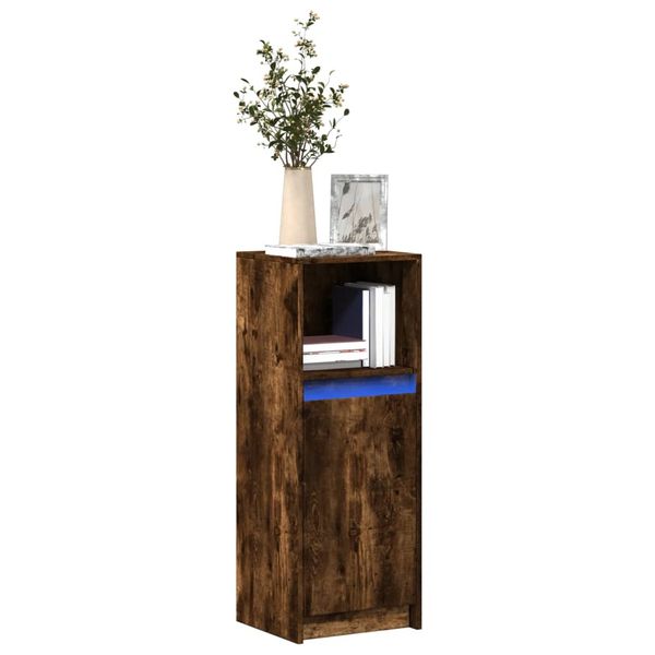 vidaXL Komoda s LED dymový dub 38x34x100 cm kompozitné drevo
