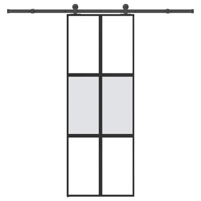 vidaXL Posuvné dvere s kovaním 76x205 cm tvrdené sklo a hliník úzke