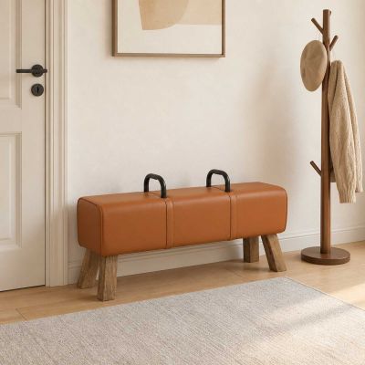 vidaXL lavička Hnedá 110 x 30 x 45 cm Skutočná koža
