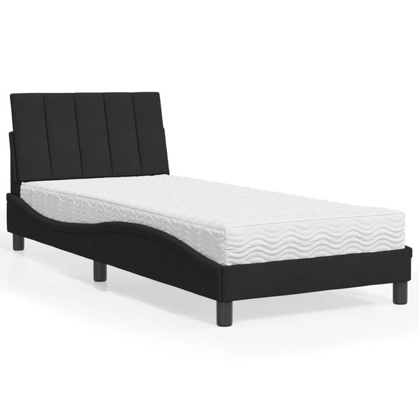 vidaXL Posteľ s matracom Hanko čierny 80x200 cm zamat