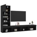 vidaXL 4-dielne TV nástenné skrinky s LED čierne kompozitné drevo