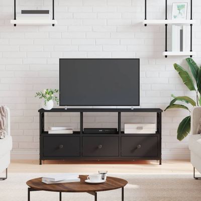vidaXL TV skrinka čierna 102x33x45 cm spracované drevo a železo
