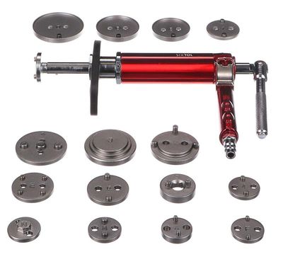 Pneumatický sťahovák brzdových piestov MECHANIC BRAKE SET PNEU 16, sada 16 ks SIXTOL