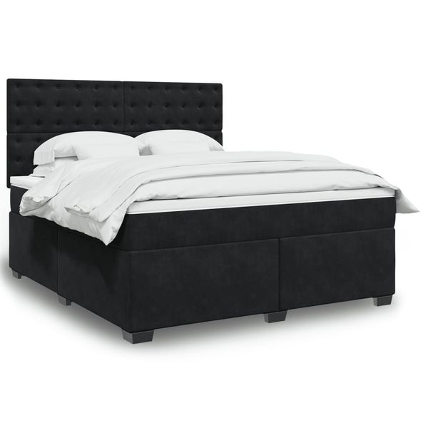 vidaXL Posteľný rám boxspring s matracom čierny 180x200 cm zamat