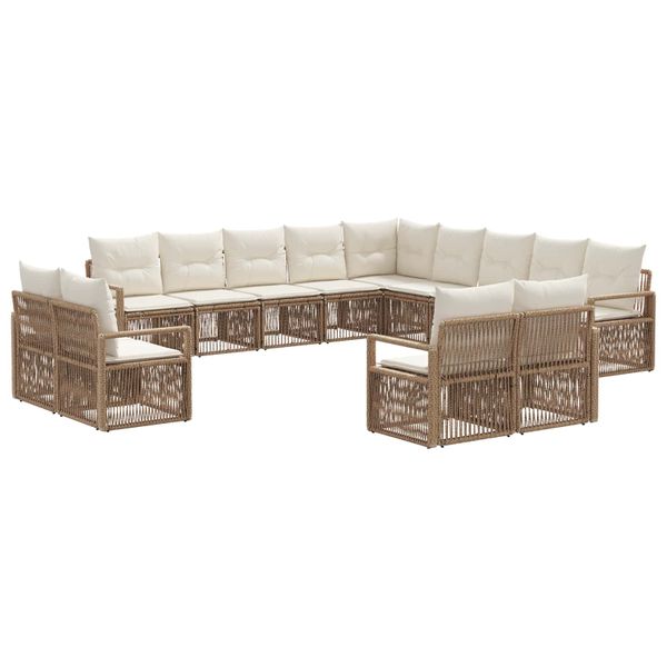 vidaXL Súprava záhradných pohoviek 13 pcs Béžová polyratan