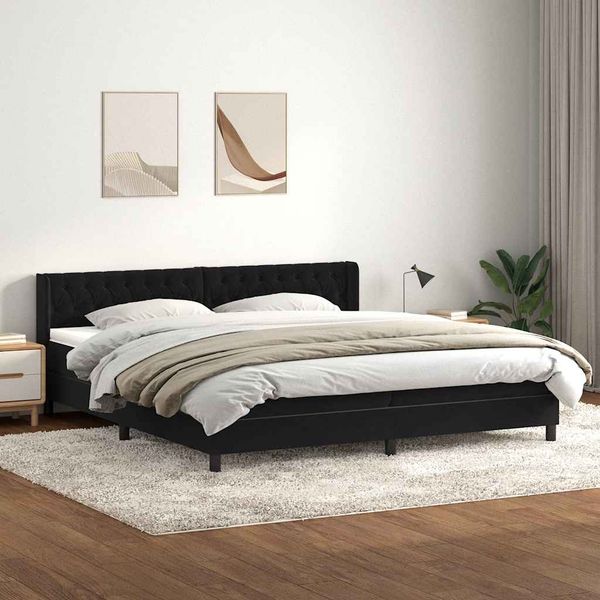 vidaXL Box Spring Posteľ s matracom Čierna 200x220 cm Zamat
