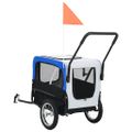 vidaXL Vozík pre domáce zvieratá na bicykel/beh 2-v-1, sivo modrý