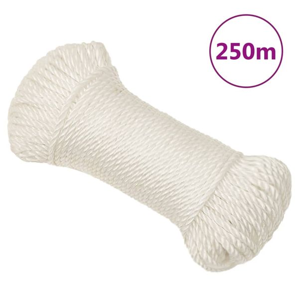 vidaXL Pracovné lano biele 8 mm 250 m polypropylén