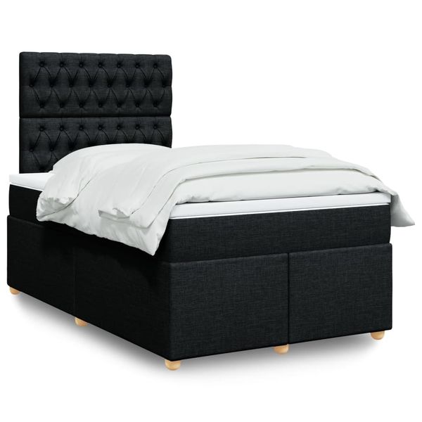 vidaXL Boxspring posteľ s matracom čierna 120x190 cm látka