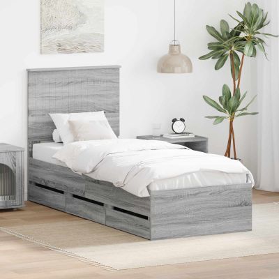 vidaXL Rám postele Sivý Sonoma 75 x 190 cm Inžinierske drevo