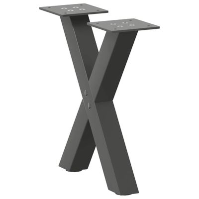 vidaXL Nohy konferenčného stolíka v tvare X, 2 ks, antracitové, 30 x (30-31) cm, oceľ