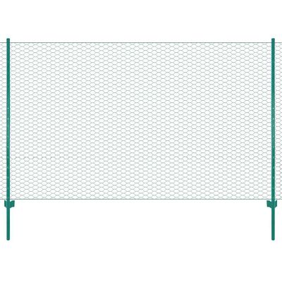 vidaXL Drôtené pletivo so stĺpikmi zelené 25x1,5 m oceľové