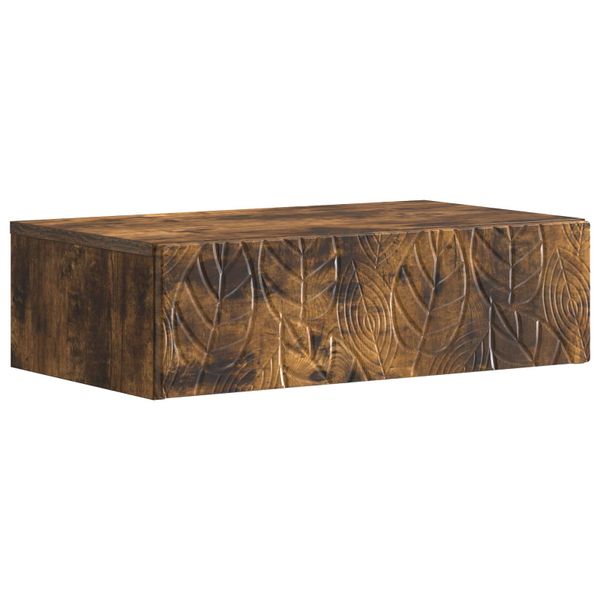 vidaXL Nástenný bočný stôl Dymový dub 59 x 34,5 x 17 cm