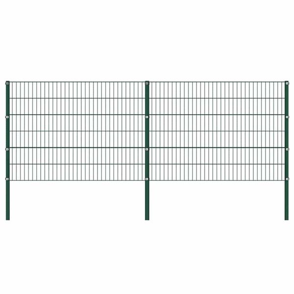 vidaXL Plotový panel so stĺpikmi, železný 349x120 cm, zelený