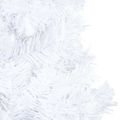 vidaXL Osvetlený umelý vianočný stromček s guľami, biely 150 cm, PVC