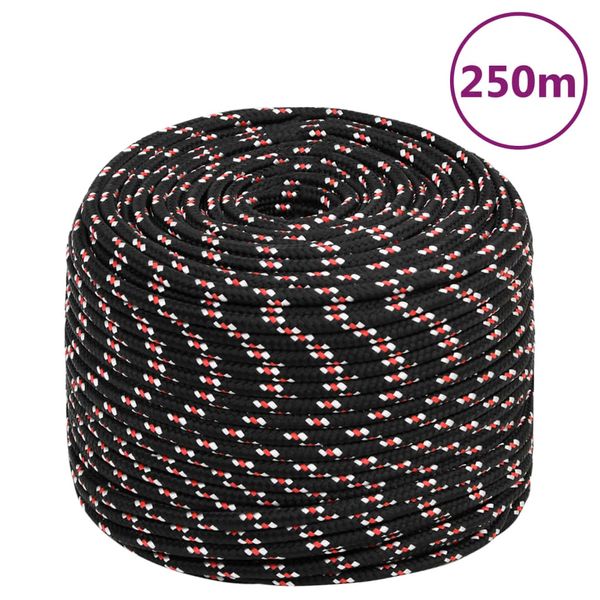 vidaXL Lodné lano čierne 6 mm 250 m polypropylén