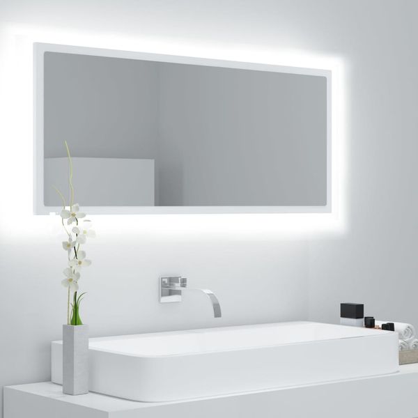 vidaXL Kúpeľňové LED zrkadlo biele 100x8,5x37 cm akryl