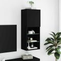 vidaXL TV skrinka s LED svetlami čierna 40,5x30x102 cm