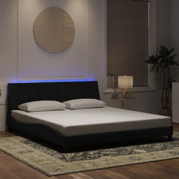 vidaXL Rám postele s LED bez matraca Hankočierny 180x200 cm zamat