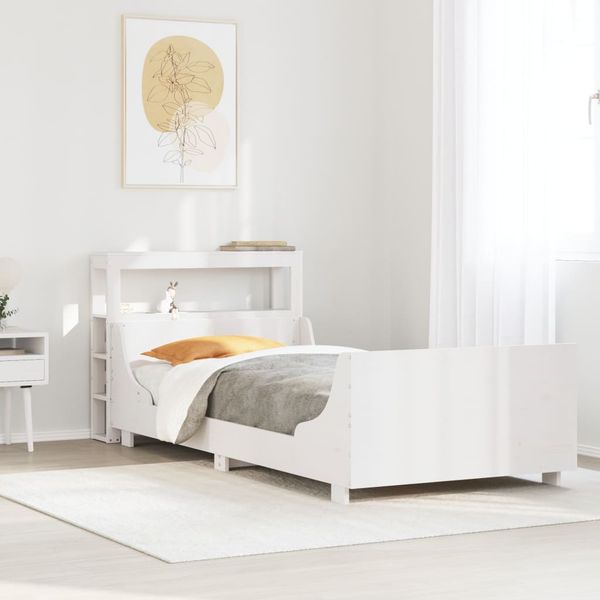 vidaXL Posteľ bez matraca biela 75x190 cm masívna borovica