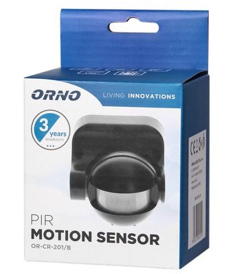 Snímač pohybu PIR ORNO OR-CR-201/B, 180°, IP44, dosah 12 m, čierna Snímač čidla pohybu PIR ORNO OR-CR-201/B, 180° , IP44, dosah 12 m, černá