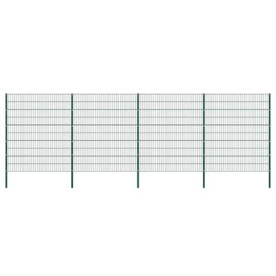 vidaXL Plotový panel so stĺpikmi, železný 694,5x200 cm, zelený