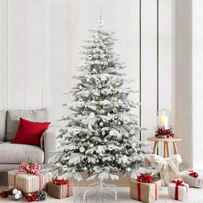 vidaXL Umelý Sklápací Vianočný Stromček Biela 210 cm PE a PVC