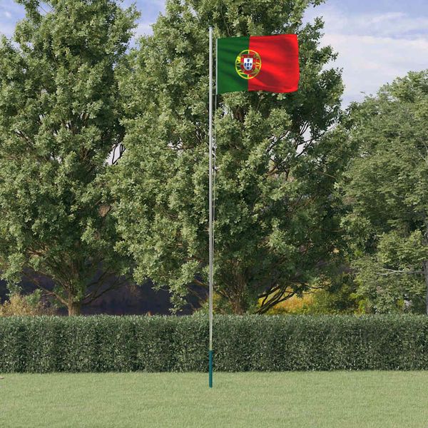vidaXL Vlajka Portugalska a tyč 6,08 m hliník
