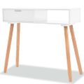 vidaXL Biely prístavný stolík z masívneho borovicového dreva, 80x30x72 cm