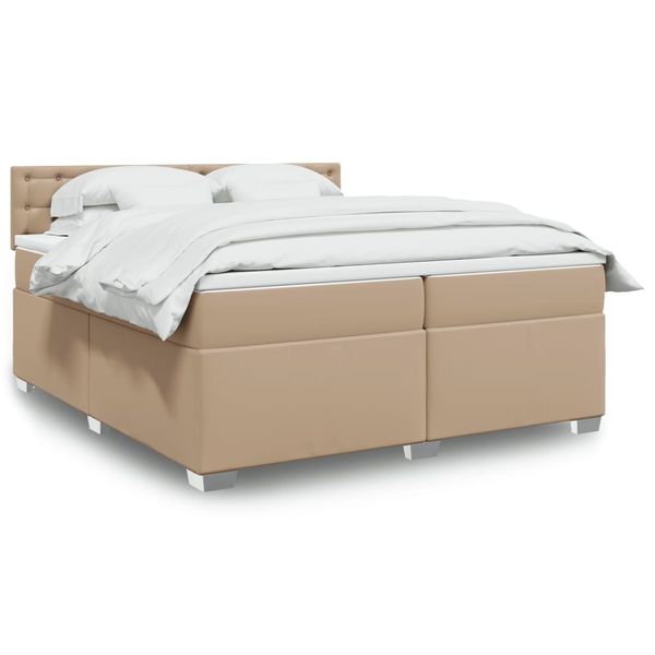 vidaXL Boxspring posteľ s matracom kapučínová 200x200 cm umelá koža