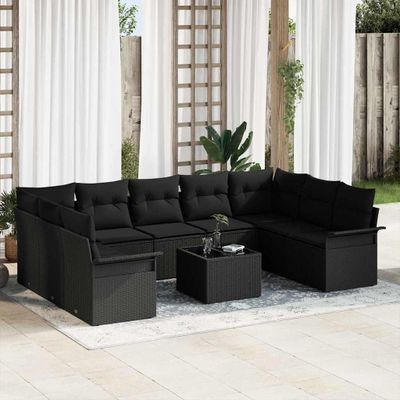 vidaXL Súprava záhradných pohoviek s úložiskom 10 pcs Béžová polyratan