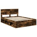 vidaXL Rám postele Dymová dub 135 x 190 cm Masívne borovicové drevo