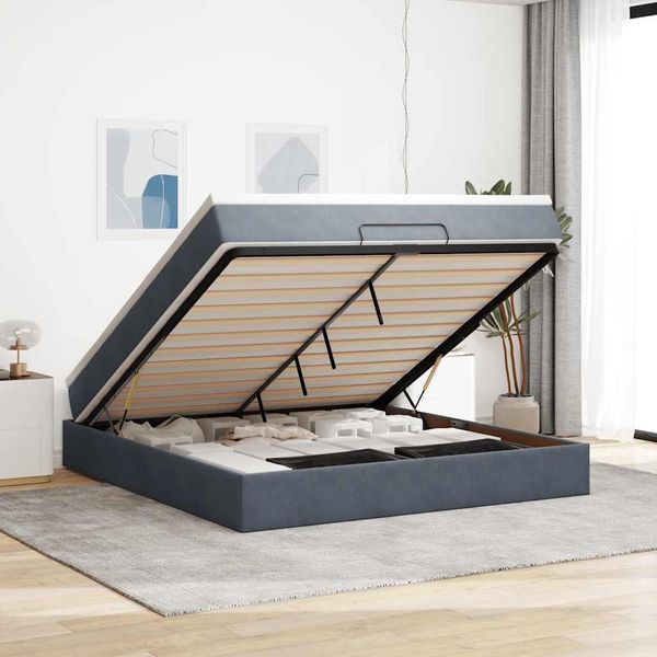 vidaXL Osmanská posteľ s matracom tmavosivá 180x200cm zamat