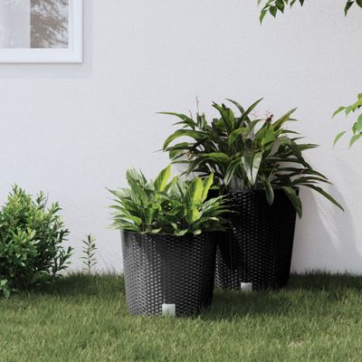 vidaXL Kvetináč s vyberateľnou vložkou antracitový 15/15,3 l PP ratan