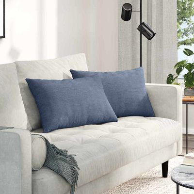 vidaXL Vankúše na pohovku 2 pcs Modrá 60 x 40 cm Kordúrová tkanina