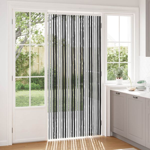 vidaXL Záves proti hmyzu z chenille Šedá a čierna 100 x 220 cm 100% PP