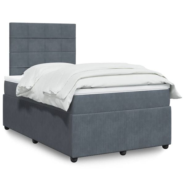 vidaXL Posteľný rám boxspring s matracom tmavosivý 90x190 cm zamat