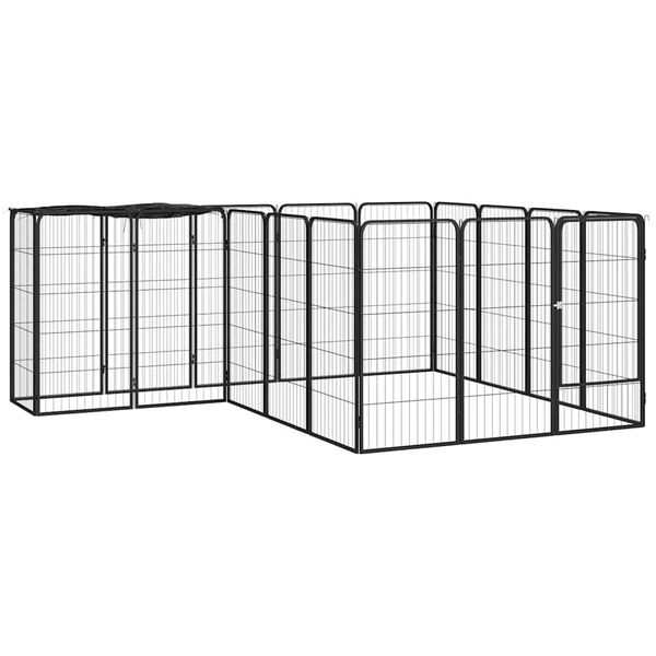 vidaXL Ohrádka pre psov 18 panelov čierna 50x100 cm práškovaná oceľ
