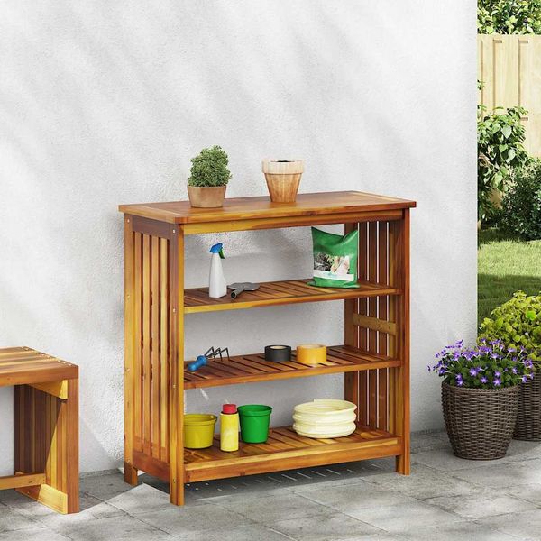 vidaXL Záhradná skrinka Prírodná 90 x 40 x 90cm Pevné akáciové drevo
