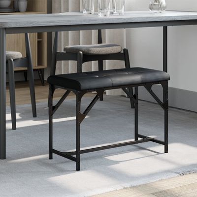 vidaXL Jedálenská lavica čierna 62x32x45 cm oceľ a umelá koža
