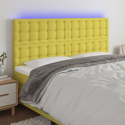 vidaXL Čelo postele s LED zelené 180x5x118/128 cm látka
