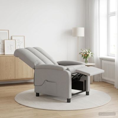 vidaXL Masážne relaxačné kreslo Oblá šedá Látka