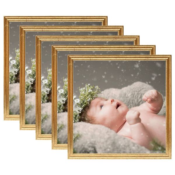 vidaXL Fotorámiky na stôl, koláž 5 ks, zlaté 30x30 cm, MDF