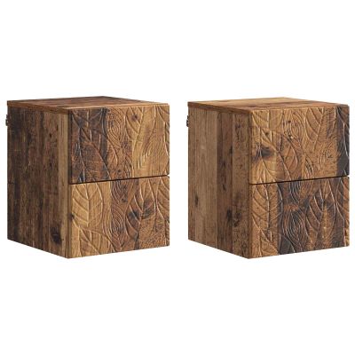 vidaXL Nástenná nočná skrinka 2 pcs Staré drevo 34,5 x 33 x 40 cm