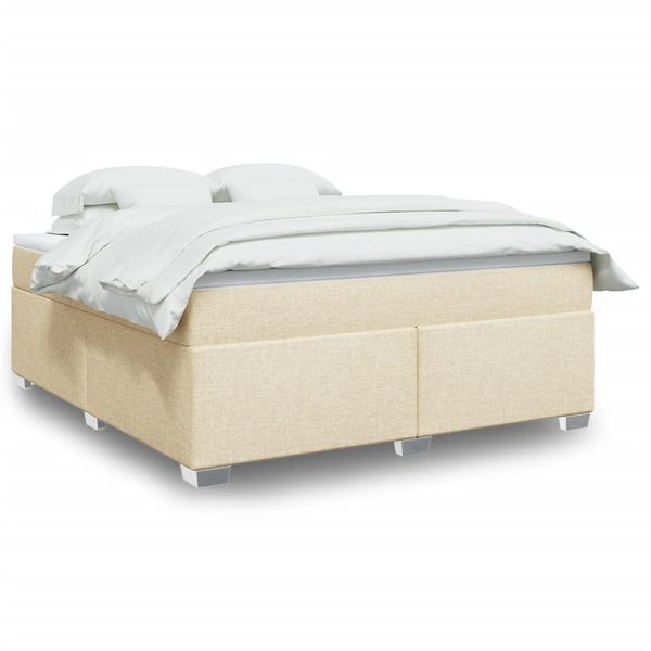 vidaXL Posteľný rám boxspring s matracom krémový 180x200 cm látka