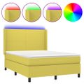 vidaXL Posteľ boxsping s matracom a LED zelená 140x190 cm látka